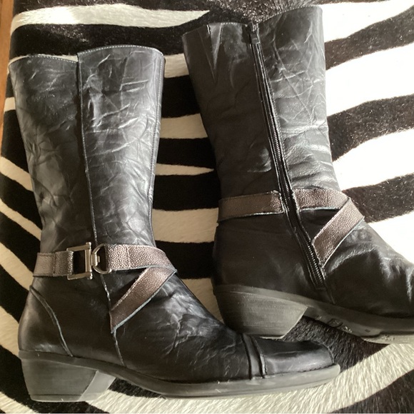 Dorking Black Leather Mid Calf Boot Sz 40 - Picture 2 of 6